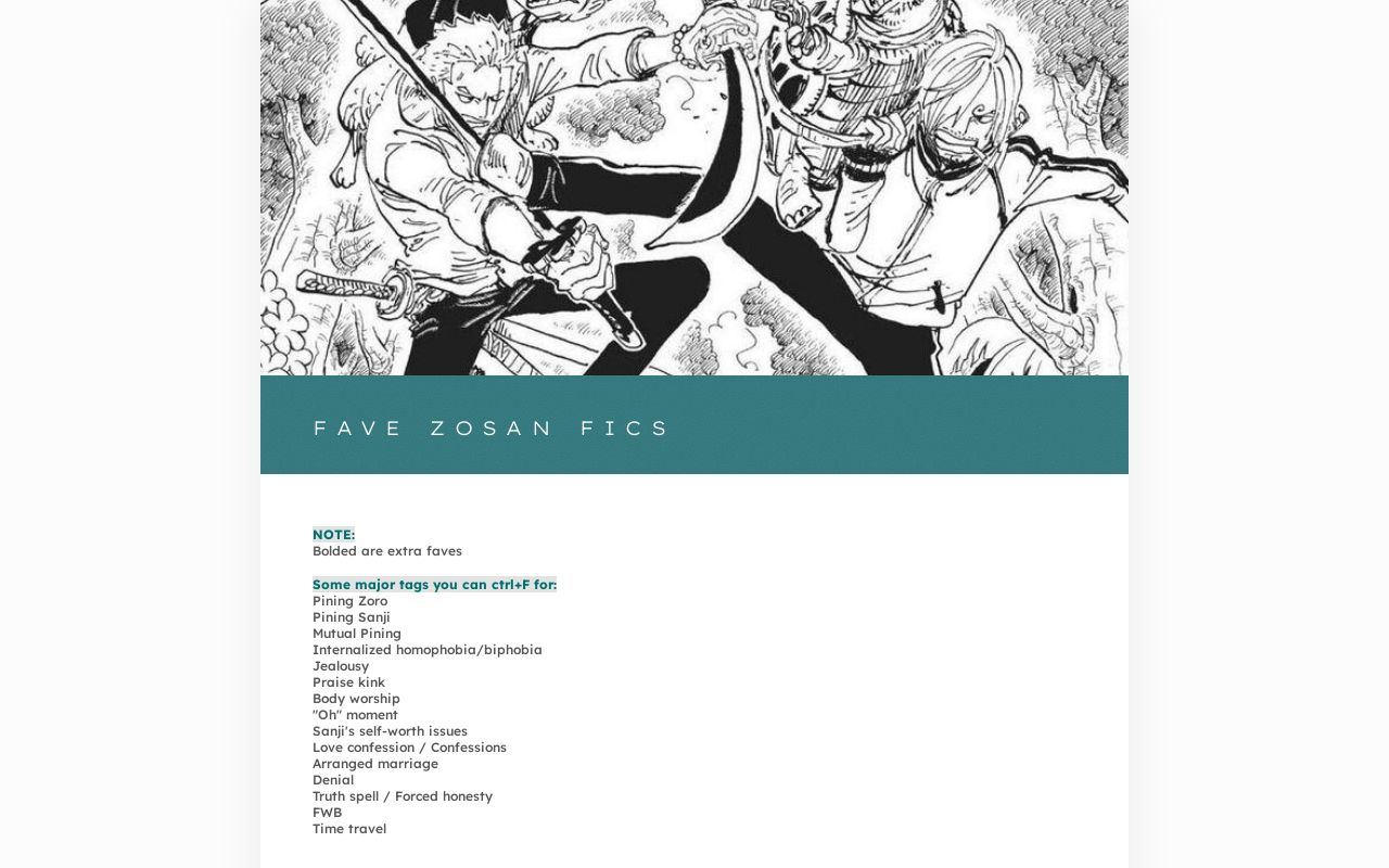 Zosan Fic Recs zosan-fic-recs